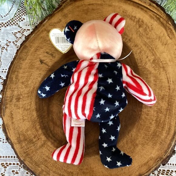 Ty Beanie  Sparkle The American Bear Pink Face Retired Birthday June 14, 1999 - Picture 10 of 12
